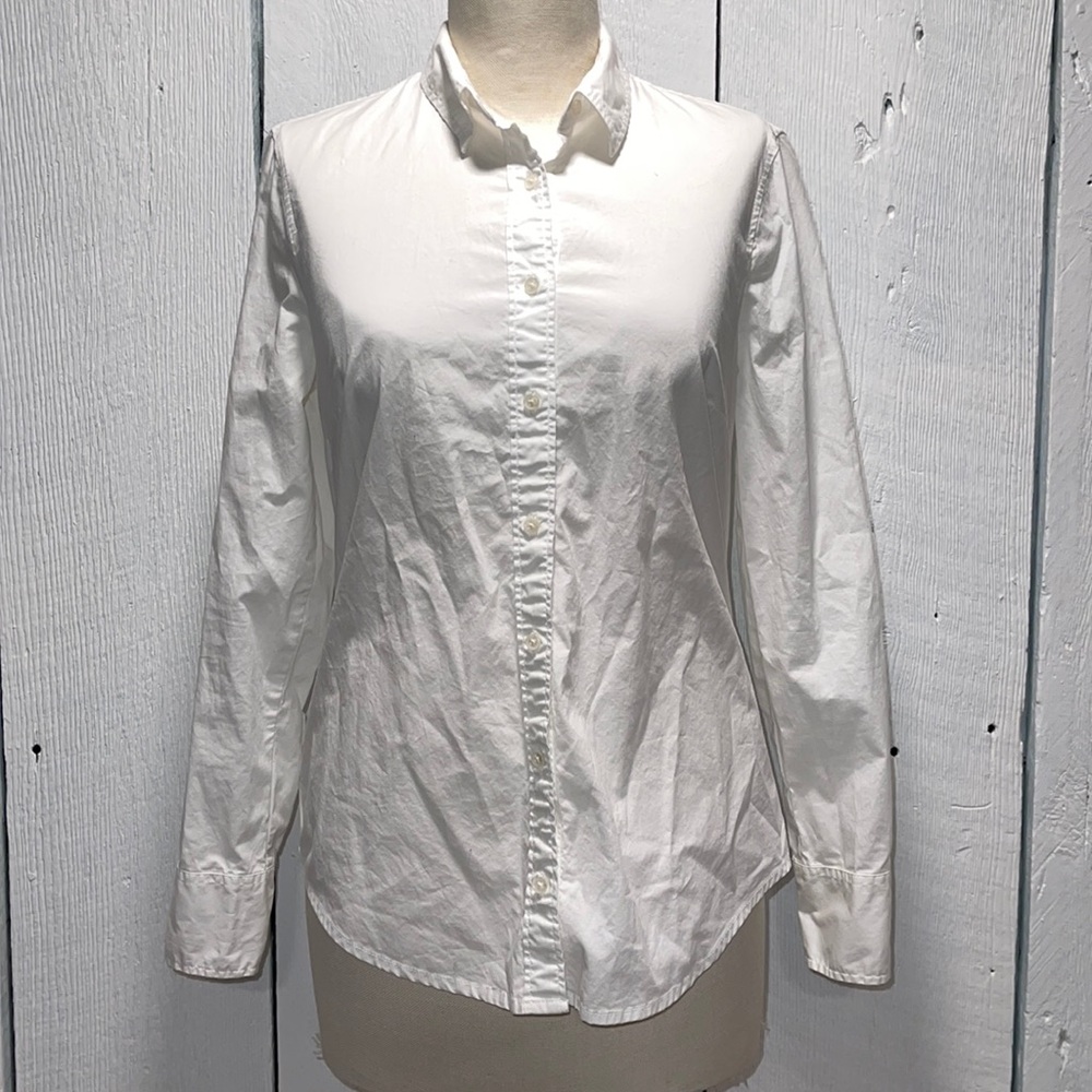 White J. Crew Slim Button Up Organic Cotton Size 4